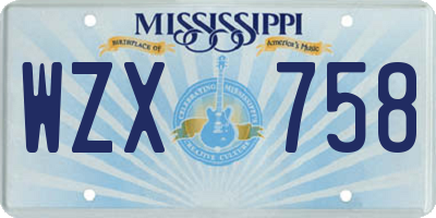MS license plate WZX758