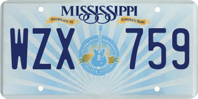 MS license plate WZX759