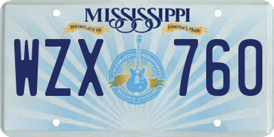 MS license plate WZX760