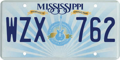 MS license plate WZX762