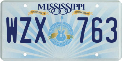 MS license plate WZX763