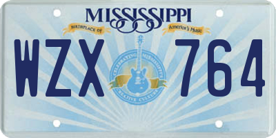 MS license plate WZX764