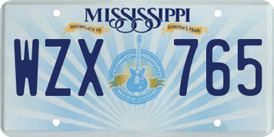 MS license plate WZX765