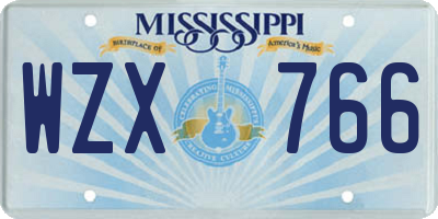 MS license plate WZX766