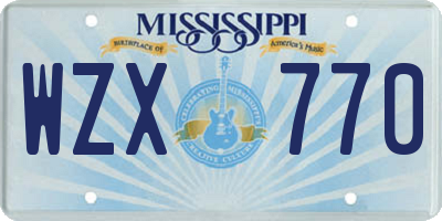 MS license plate WZX770