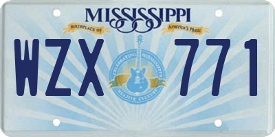 MS license plate WZX771