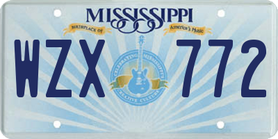 MS license plate WZX772