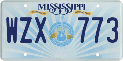 MS license plate WZX773