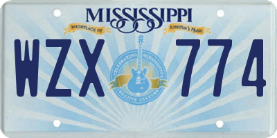 MS license plate WZX774