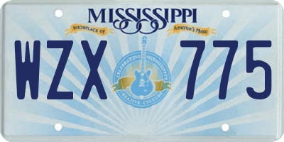 MS license plate WZX775