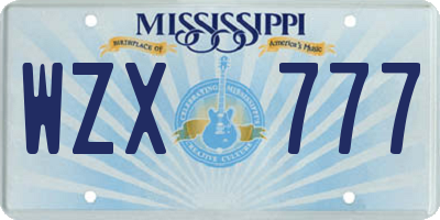 MS license plate WZX777