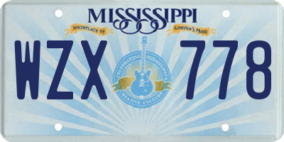 MS license plate WZX778