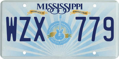 MS license plate WZX779