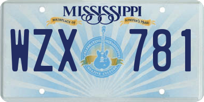 MS license plate WZX781