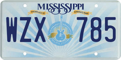 MS license plate WZX785