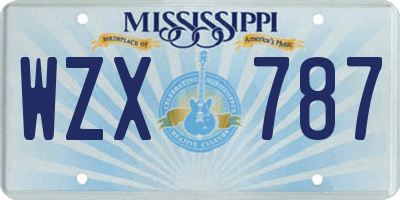 MS license plate WZX787