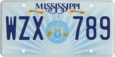 MS license plate WZX789