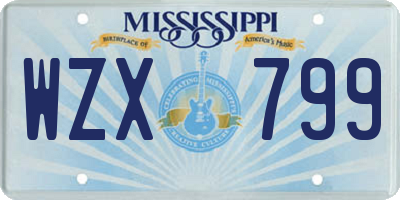 MS license plate WZX799