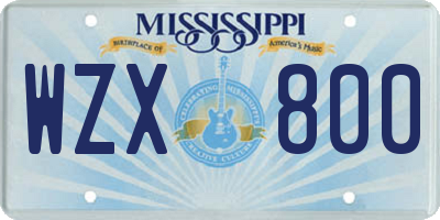 MS license plate WZX800