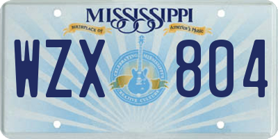 MS license plate WZX804