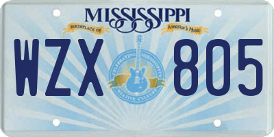 MS license plate WZX805