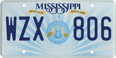 MS license plate WZX806