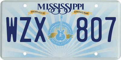 MS license plate WZX807