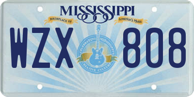 MS license plate WZX808