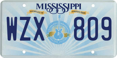 MS license plate WZX809