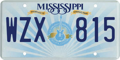 MS license plate WZX815