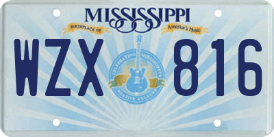 MS license plate WZX816