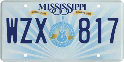 MS license plate WZX817