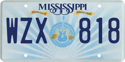 MS license plate WZX818
