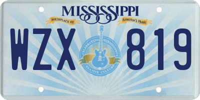 MS license plate WZX819