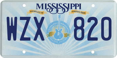 MS license plate WZX820