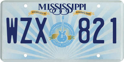 MS license plate WZX821