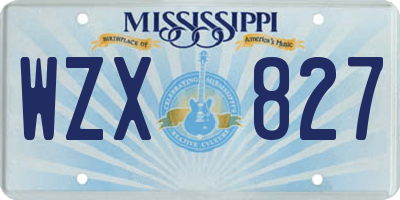 MS license plate WZX827