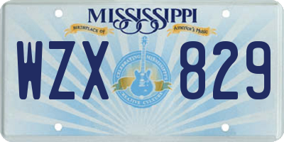 MS license plate WZX829