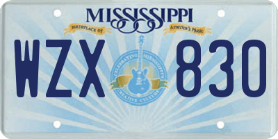 MS license plate WZX830