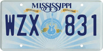 MS license plate WZX831