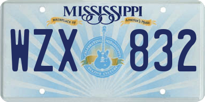MS license plate WZX832