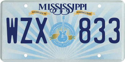 MS license plate WZX833