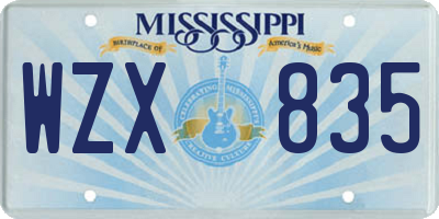 MS license plate WZX835
