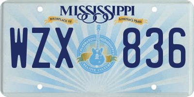 MS license plate WZX836