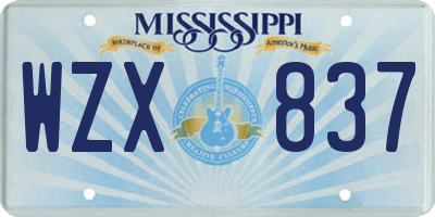 MS license plate WZX837
