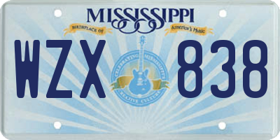 MS license plate WZX838