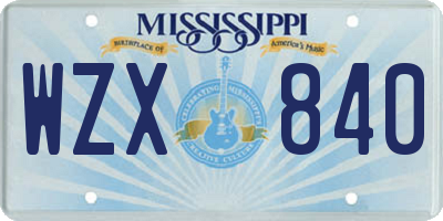 MS license plate WZX840