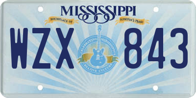 MS license plate WZX843