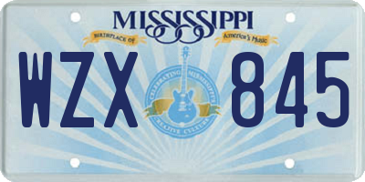 MS license plate WZX845