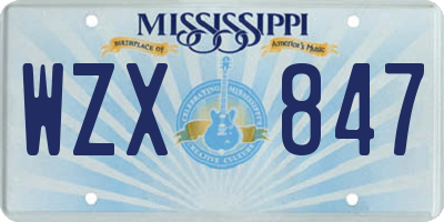 MS license plate WZX847